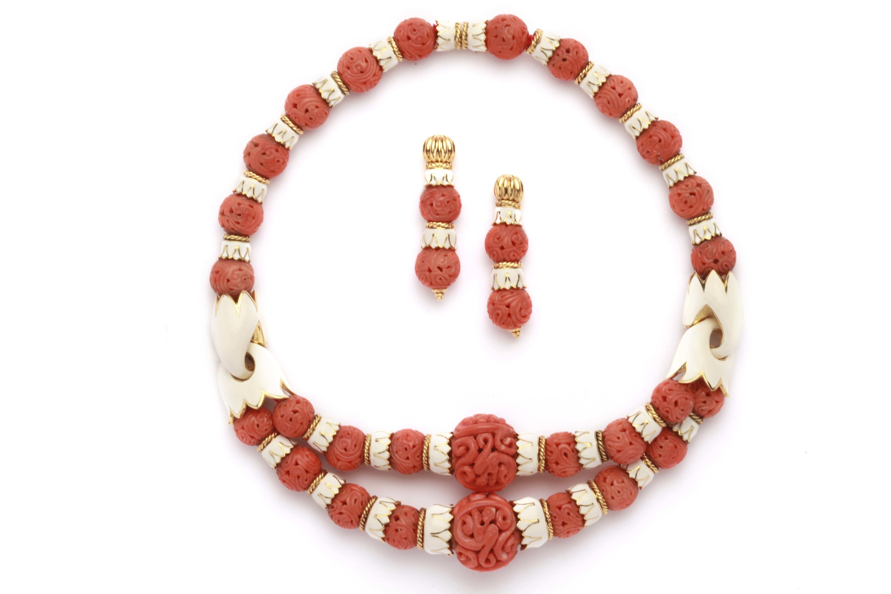 Iconic David Webb Coral and Enamel Set - Eleuteri