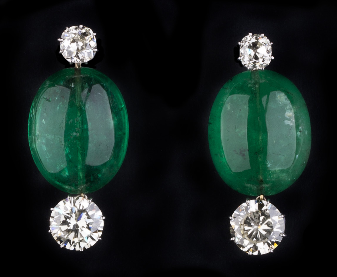 Buy 22K Gold Earrings With Karbuja Emerald Beads Online |  store.krishnajewellers.com