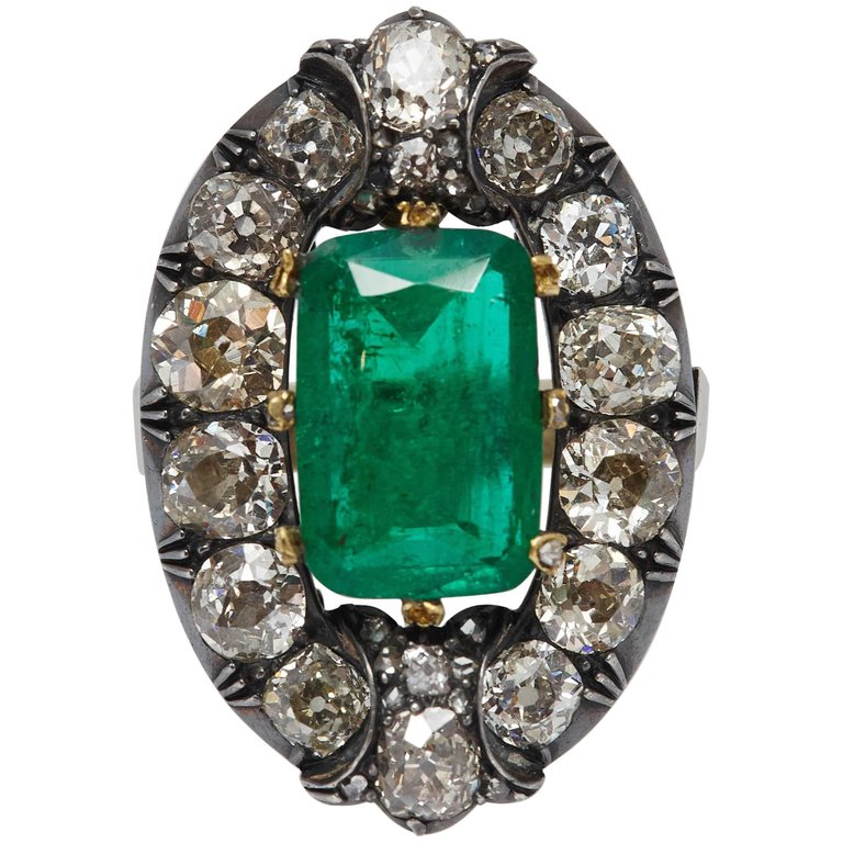 Vintage Emerald & Diamond Bypass Ring