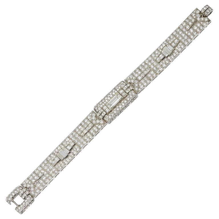 sapphire and diamond art deco style bracelet 18ct white gold