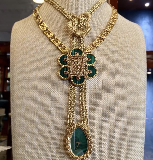 Cartier Malachite, Ruby and Diamond Pendant Necklace - Eleuteri
