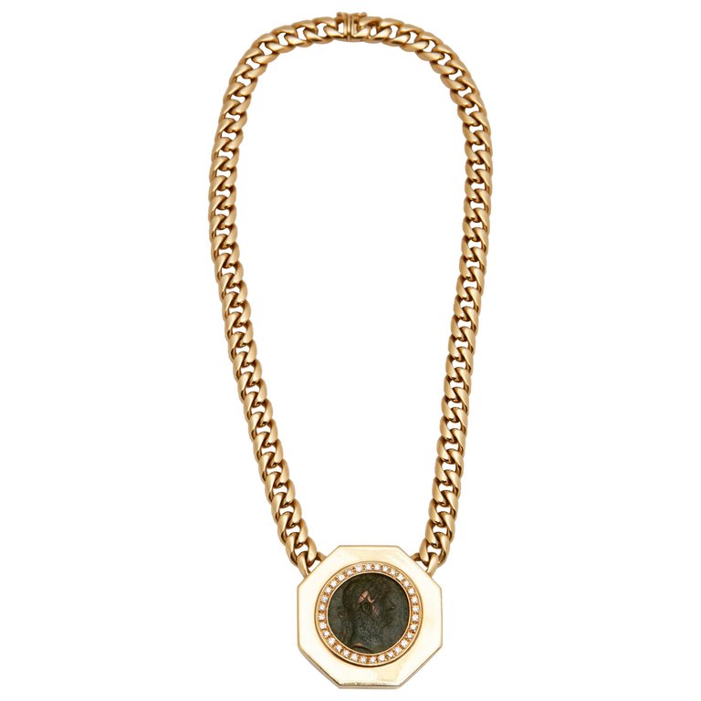 Bulgari | Gold, Ancient Coin and Diamond 'Monete' Necklace 寶格麗 黃金鑲古代錢幣及鑽石「 Monete」項鏈 | Magnificent Jewels | 2021 | Sotheby's