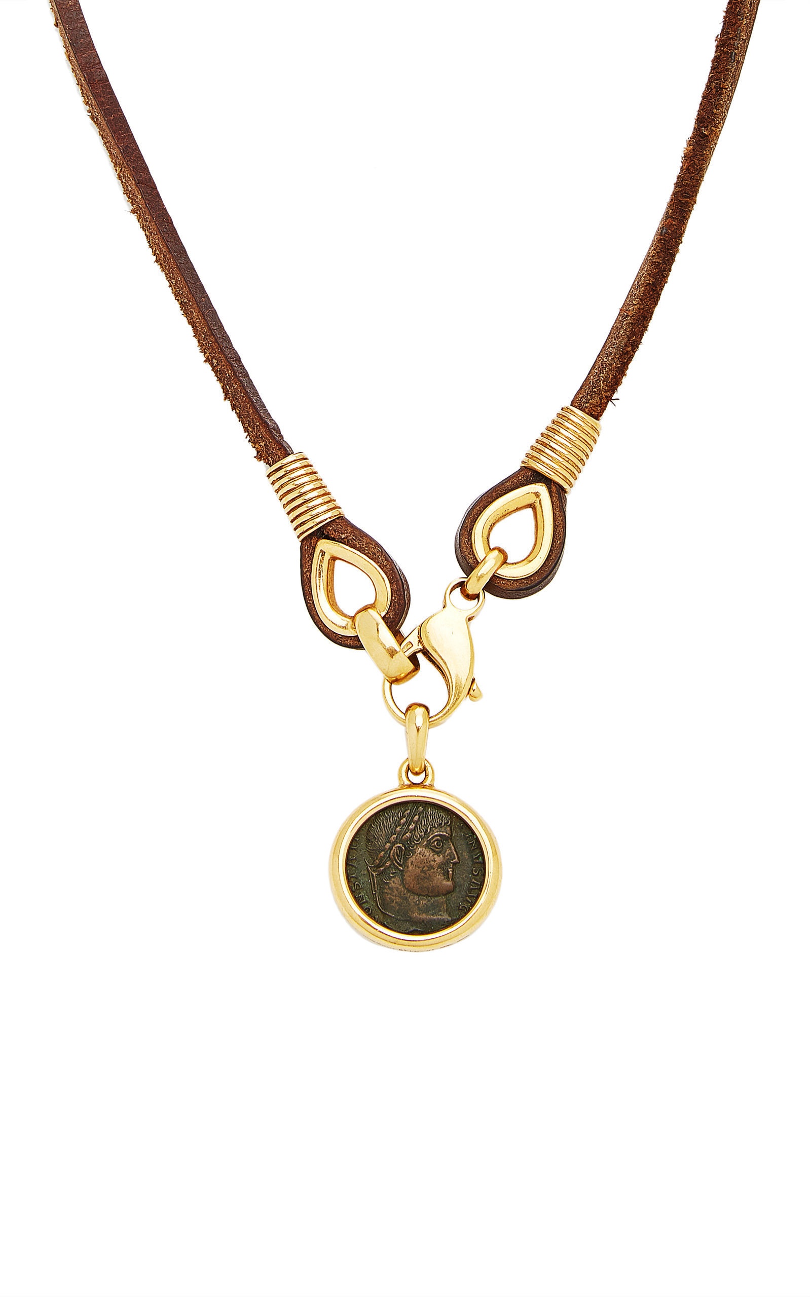 Bulgari Monete Coin Gold and Leather Necklace - Eleuteri