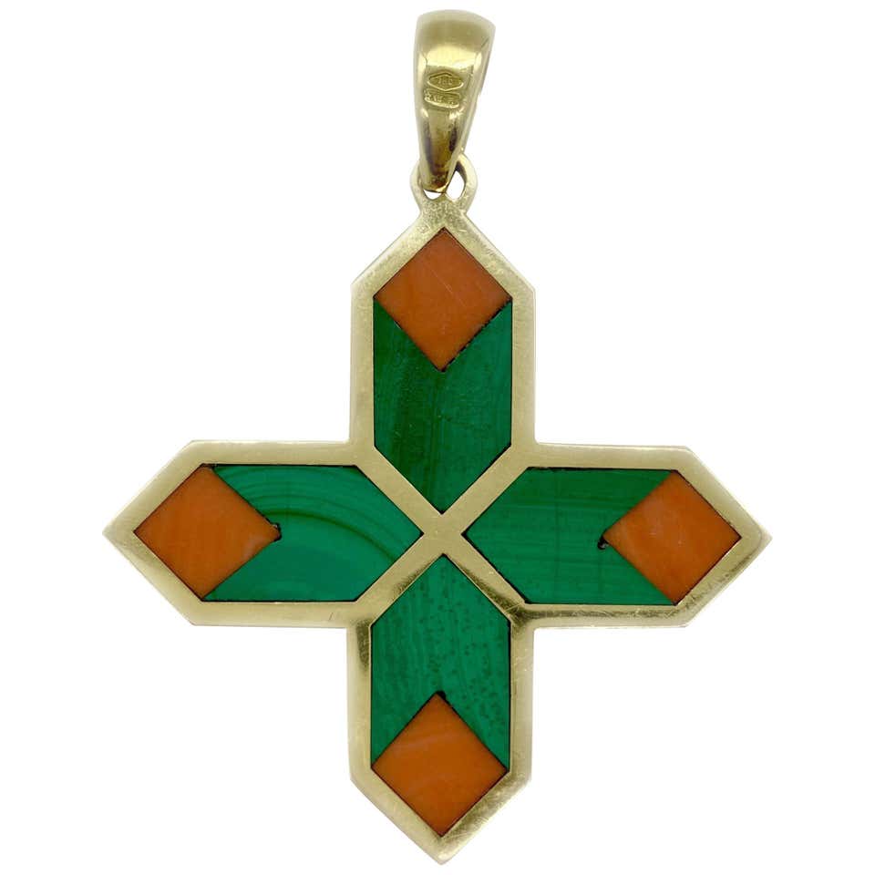 coral cross necklace