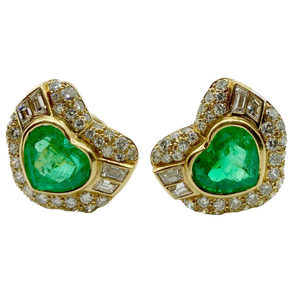 Bulgari Emerald Heart and Diamond Earrings - Eleuteri