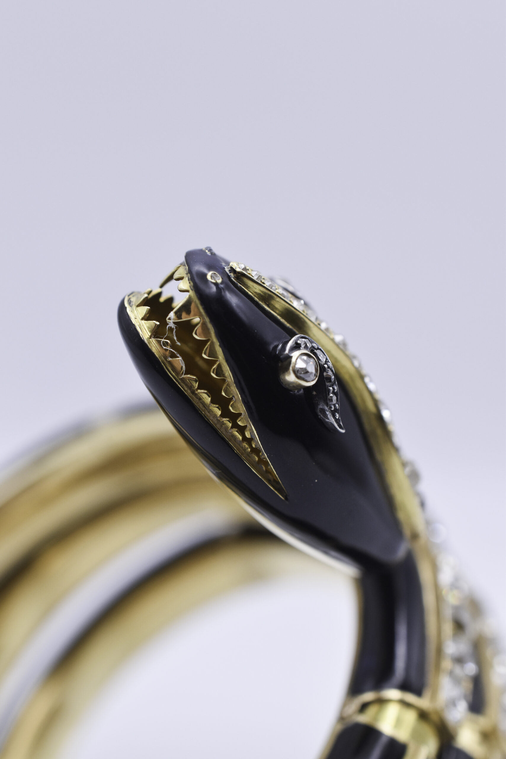 Vintage 18K Gold, Sapphire and Diamond Articulated Snake Bracelet